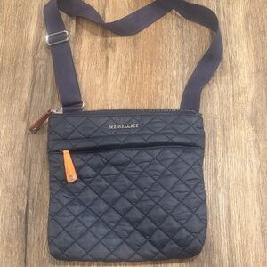 MZ Wallace Dark Blue Quilted Messenger Bag